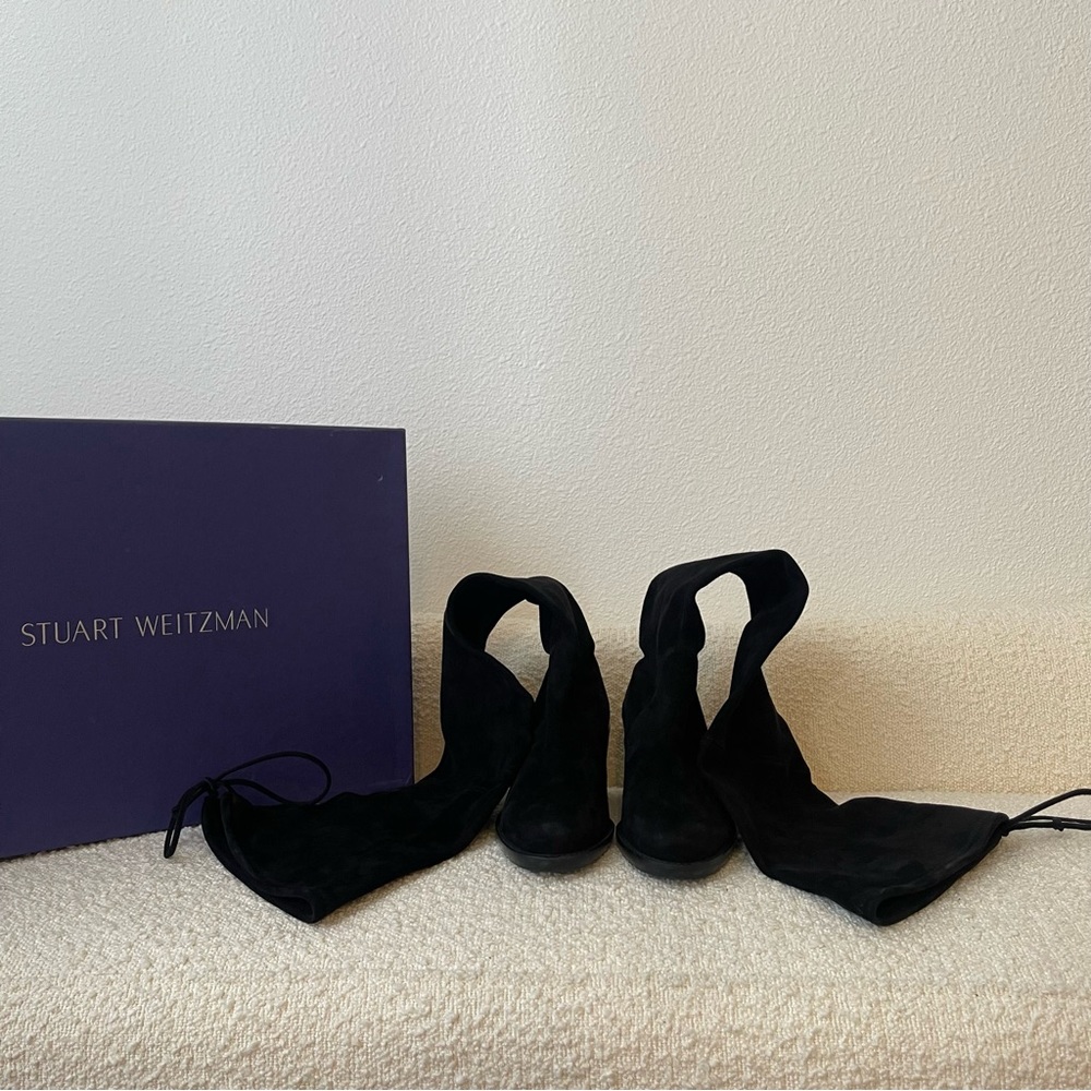 Stuart Weitzman Elevated Black Suede Over The Knee Boots - Picture 4 of 13